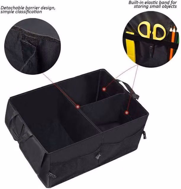 NESTLUNE Foldable and Portable Heavy Duty Car Boot Organiser in Black – 1