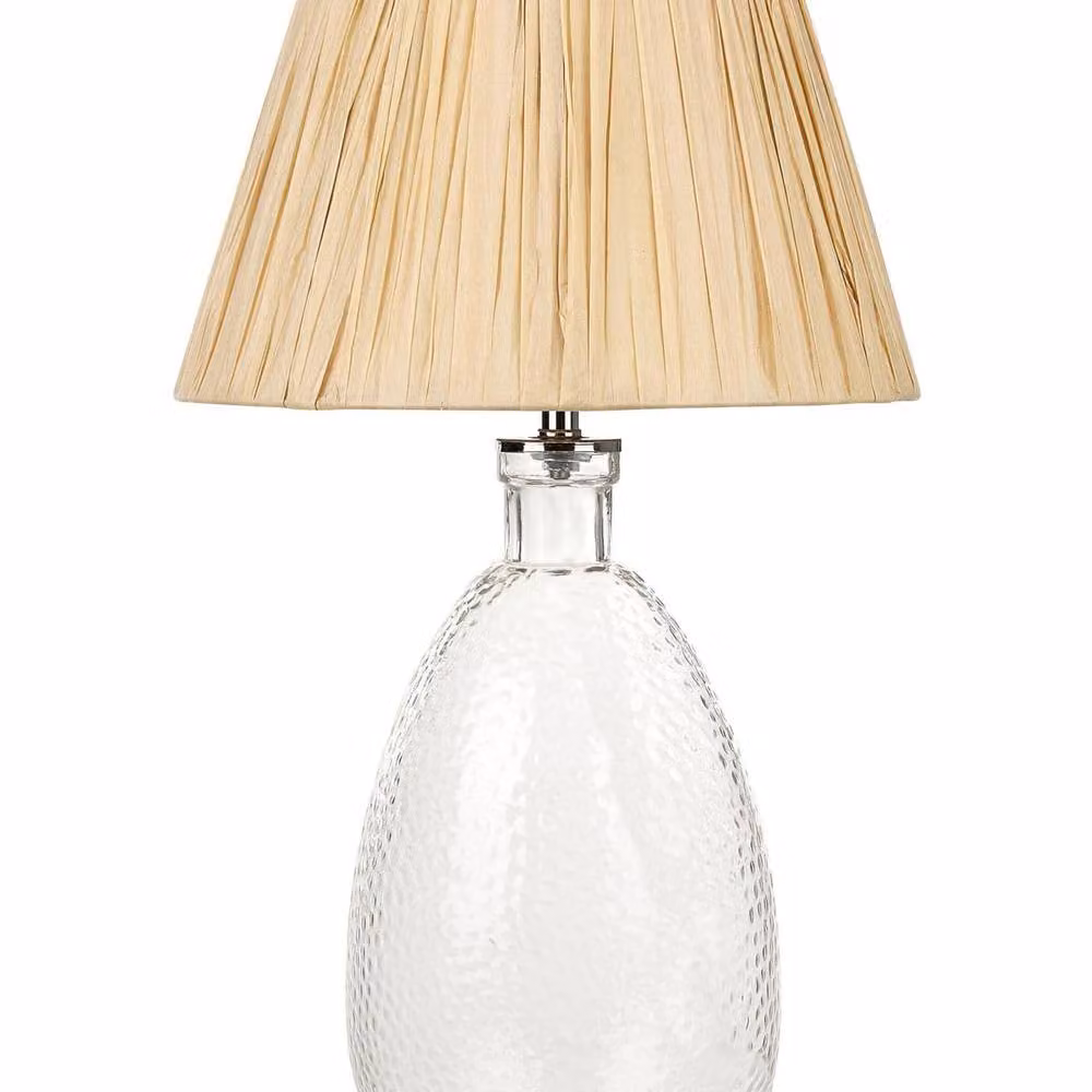 Wyld and Coco Table Lamp with Transparent Glass Base and Natural Paper Shade – 2