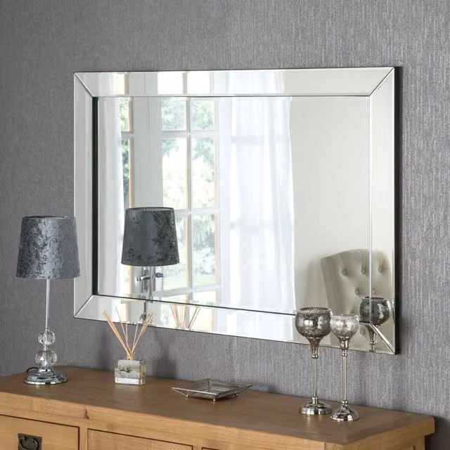 Yearn Minimalist Rectangular Black Wall Mirror, Width: 54 cm