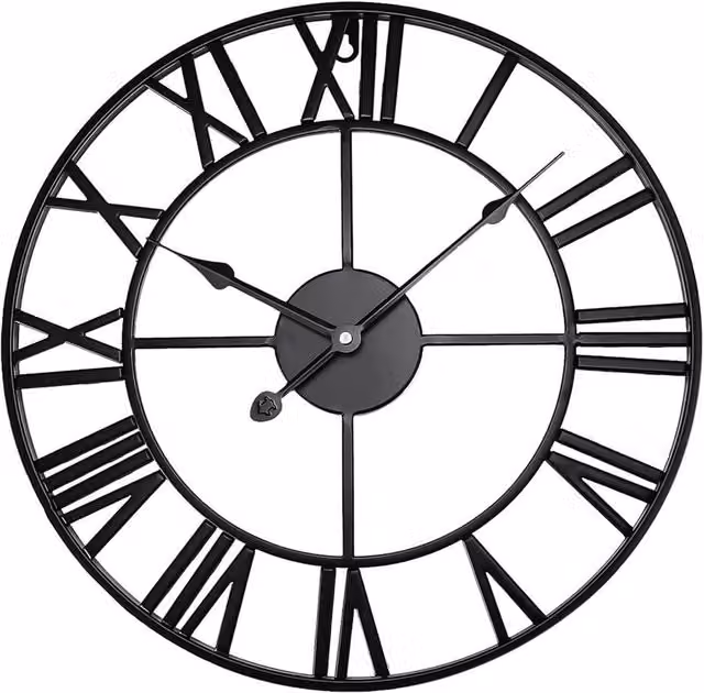 FLAVORA Black Garden Round Metal Analog Wall Clock
