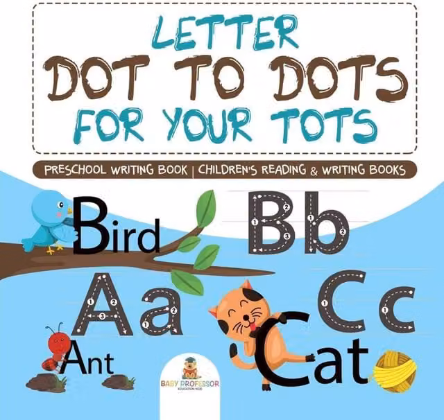 Baby Professor Letter Dot to Dots Preschool Writing Book in White and Multicolour