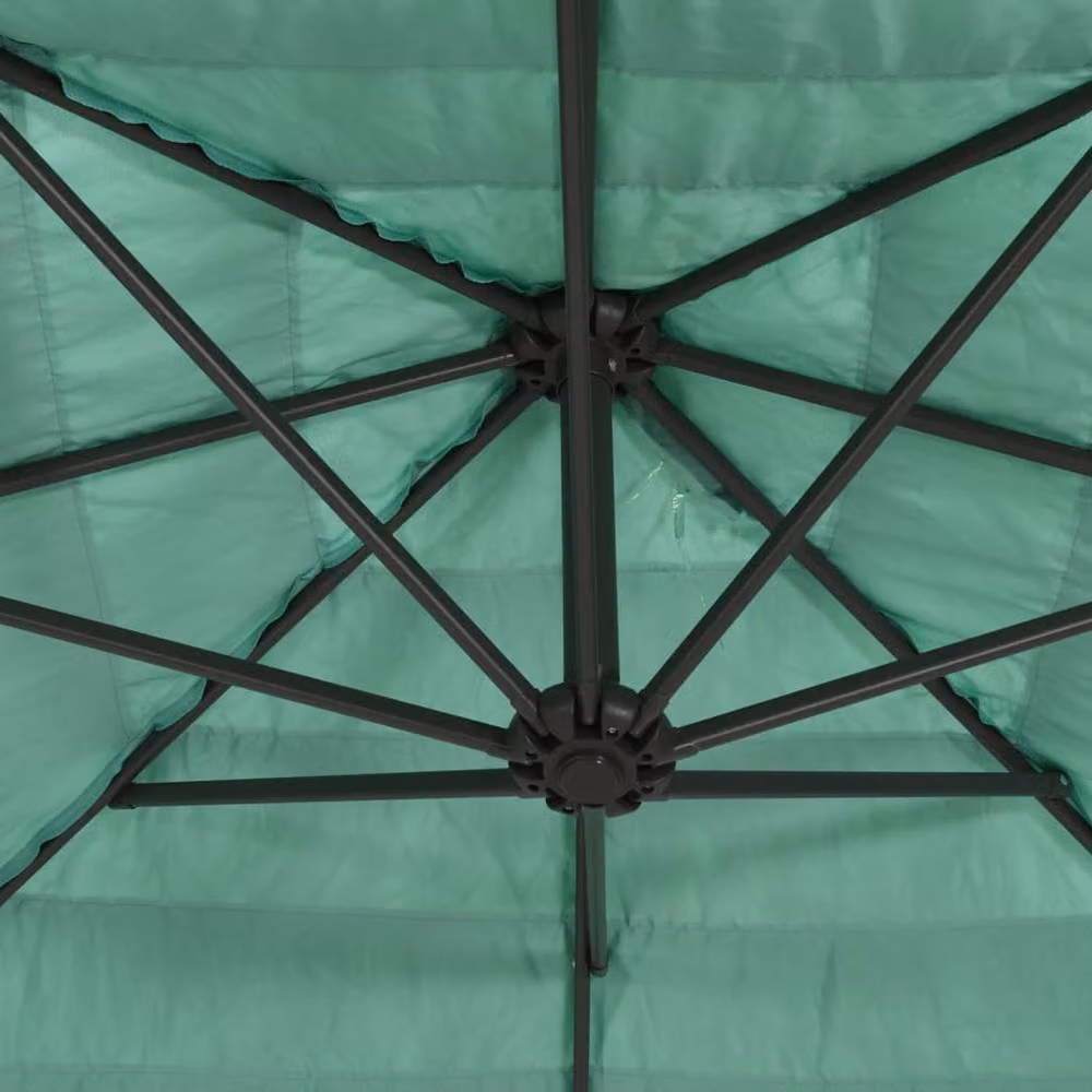 Berkfield Home Durable Garden Parasol with Steel Pole in Green/Turquoise, W/D/H: 388 x 388 x 248 cm – 3
