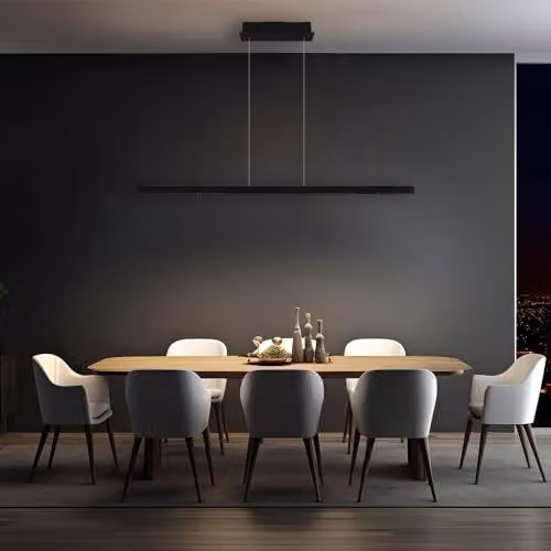 Globo Lighting Modern LED Suspended Bar Pendant Light in Black Metal for Kitchen and Dining Rooms – 3