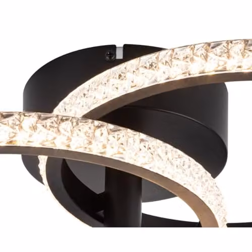 Cosylyte Cowan Modern 3 Ring Beaded LED Ceiling Light, Matt Black, W/D/H: 43 x 43 x 20 cm – 3