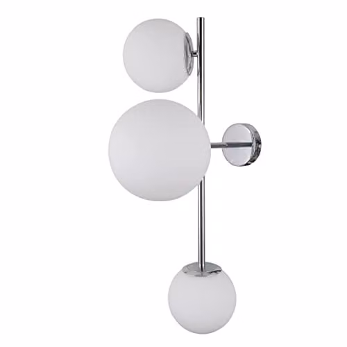 Netlighting Vailante Modern 3 Light Wall Lamp in Silver and Grey with Glass Spheres