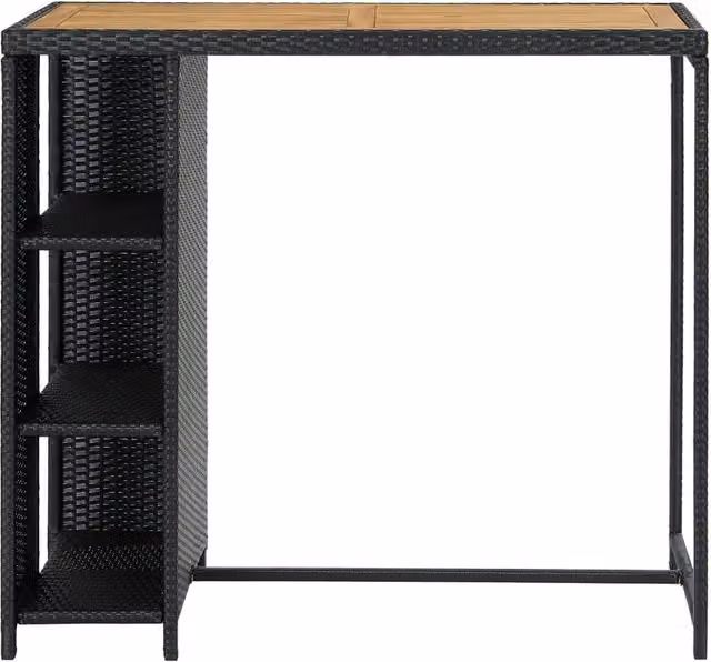 Berkfield Black Poly Rattan Home Bar Table with Storage Rack, W/D/H: 120 x 60 x 110 cm – 1