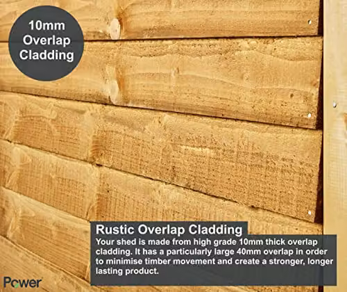 Powersheds Premium Pent Overlap Wooden Shed in Brown, Windowless, with 10 mm Extra Thick Timber – 2