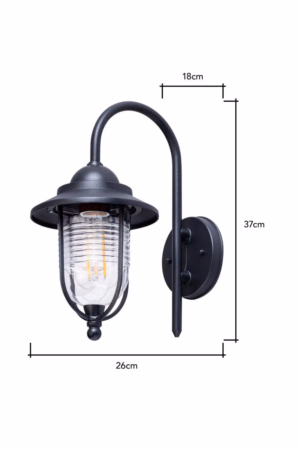 BHS Lighting Walker Modern Outdoor Wall Lantern in Black – 4