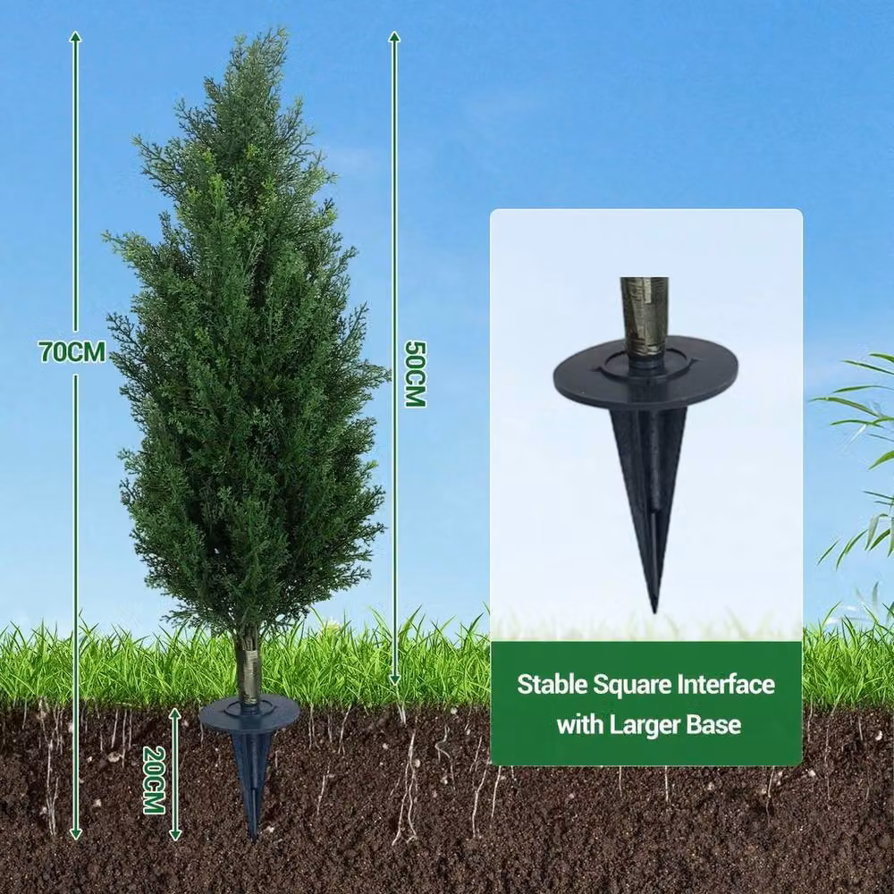 VOGREX 2-Piece Artificial Cedar Topiary Trees in Green with Ground Spikes, Height: 61 cm – 4