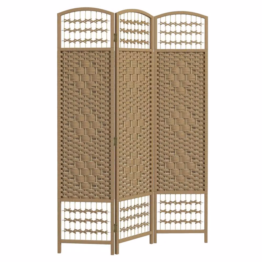 HOMCOM 3 Panel Bamboo Folding Room Divider in Sand, Height: 170 cm – 2