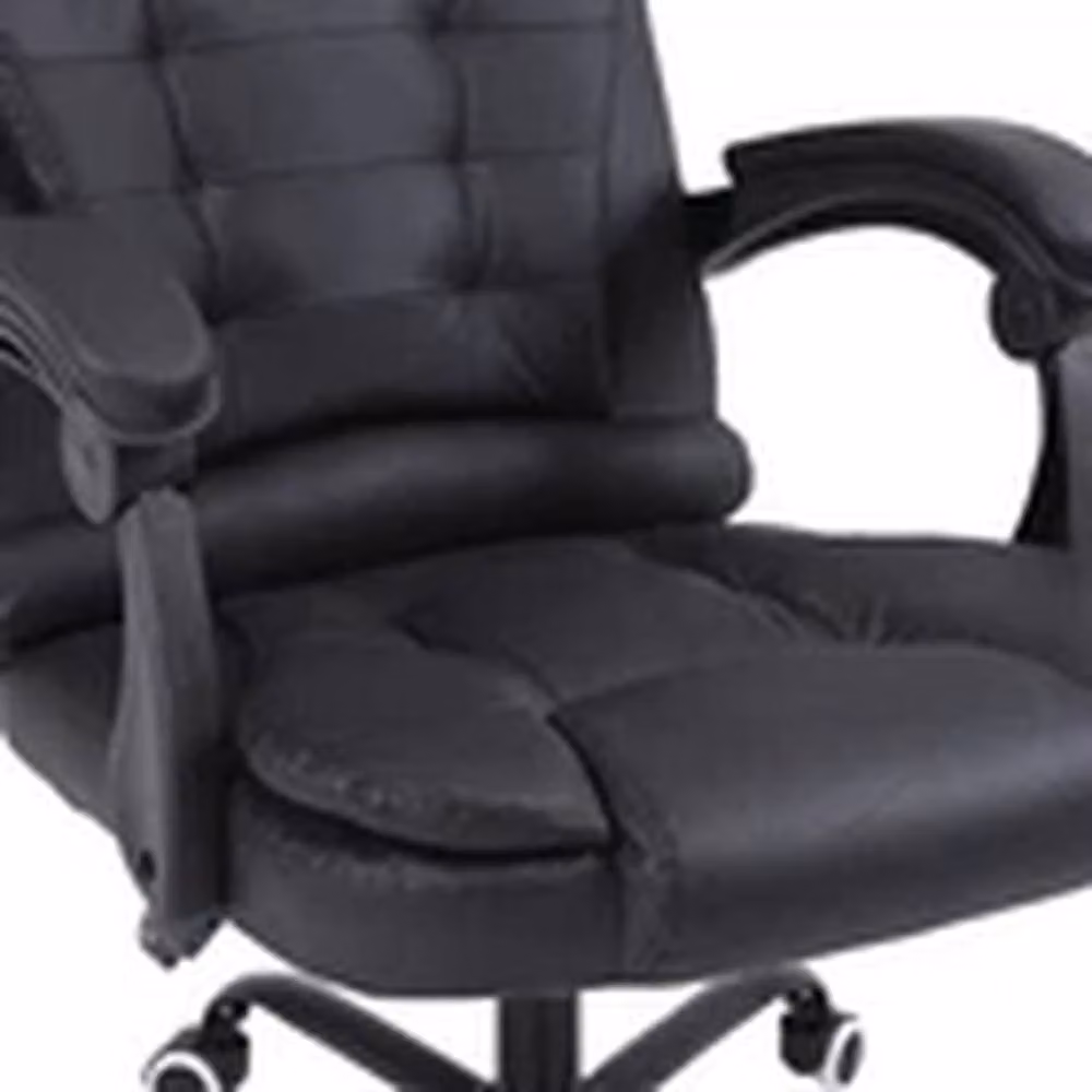 EONLION Black Faux Leather Reclining Executive Office Chair with Headrest and Height Adjustment – 3