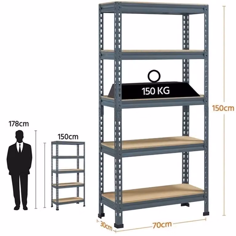 Kelvenix 5 Tier Heavy Duty Garage Storage Shelving Unit in Blue, W/D/H: 30 x 30 x 150 cm