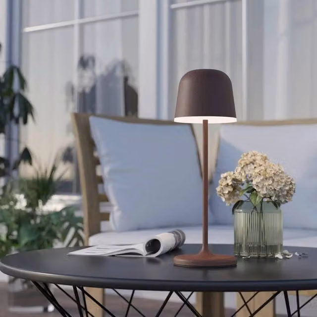 Eglo Mannera Rechargeable LED Table Lamp with Touch Dimmer in Brown and White