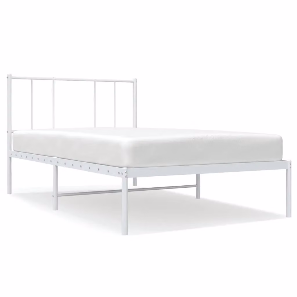 Berkfield Home Metal Bed Frame with Headboard in White – 2