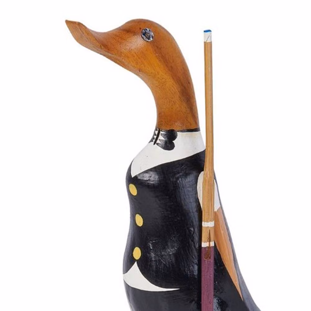 Minster Hand Carved Wooden Snooker Duck in Brown, H 45 x W 15 x D 15 cm – 2