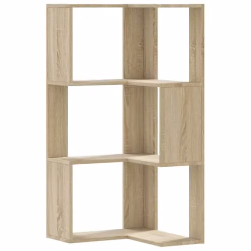vidaXL 3-Tier Corner Bookcase in Brown MDF, W/D/H: 50 x 50 x 102 cm
