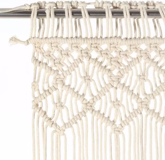Berkfield Home Boho Macrame Cotton Curtain in Beige, W: 140 cm, H: 240 cm