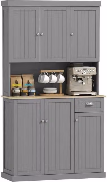 FORGEVIO Modern Grey Kitchen Base Unit Storage Cabinet with Hinged Doors and Internal Shelves, W/D/H: 39.0 x 101.0 x 180.0 cm