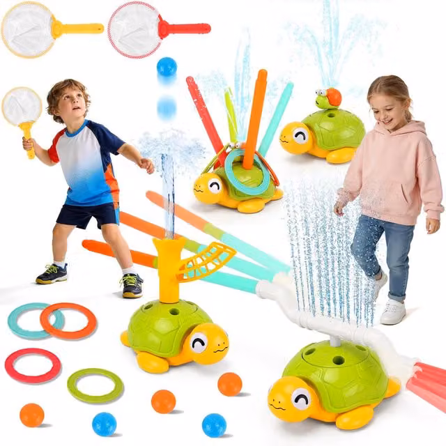 Unbranded Multi-Functional Turtle Water Sprinkler Kids Garden Summer Toy in Green and Multicolour