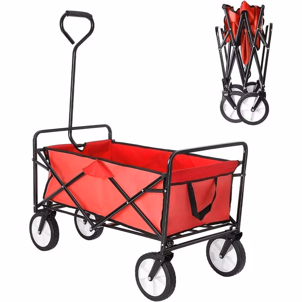Nordara Heavy Duty Folding Garden Wagon Cart in Red – 3