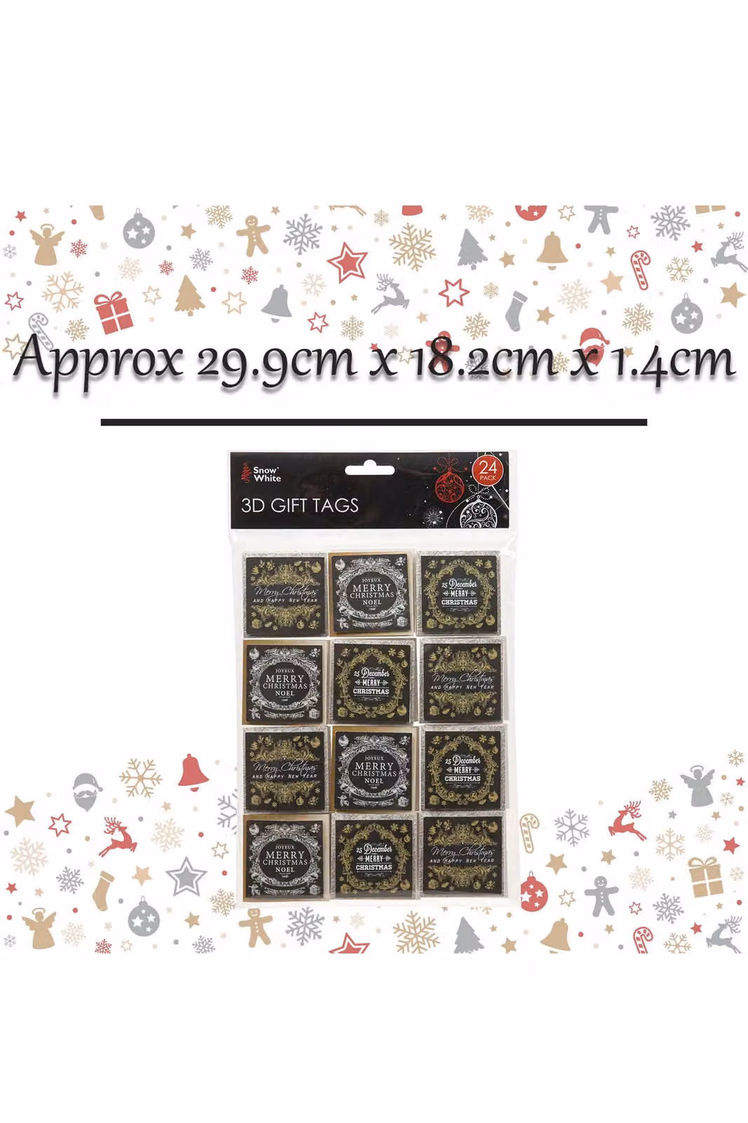 VFM e-Store Christmas Themed Present Labels, 24 Pack, Multicolour, W: 29.9 cm x H: 18.2 cm x D: 1.4 cm – 2