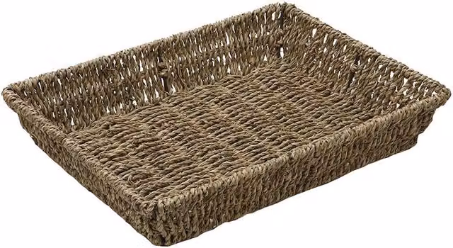 JVL Seagrass Open Weave Rectangular Storage Tray, Brown/Beige, W: 25 cm, D: 33 cm, H: 6 cm – 3