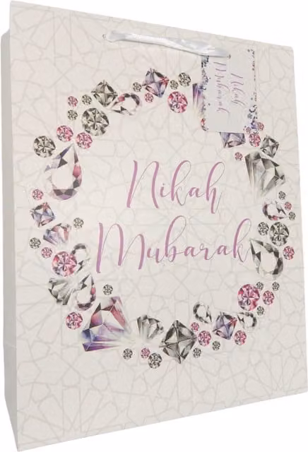 Peacock Supplies Nikah Mubarak White Paper Wedding Gift Bag