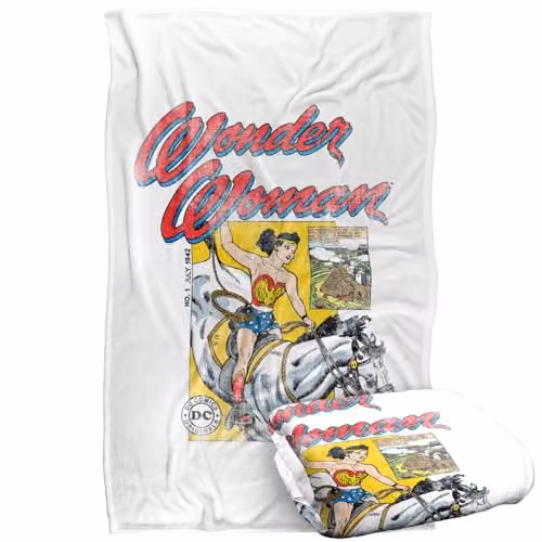 LOGOVISION Justice League Wonder Woman Super Soft Silky Touch Fleece Throw Blanket, Multicolour, W: 91.44 cm x L: 147 cm – 1