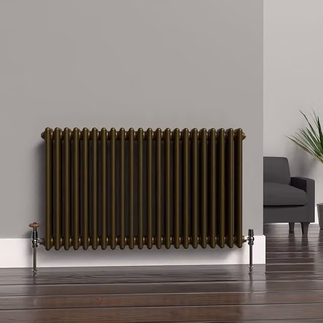 Lux Heat Horizontal Column Radiator in Antique Brass, H: 60.0 cm x W: 101.0 cm