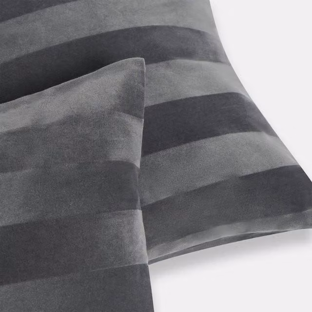 OHS Stripe Velvet Cushion Covers in Charcoal Grey