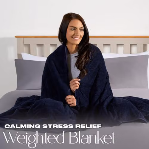 OHS Teddy Fleece Sensory Weighted Blanket for Adults, Blue, W: 125 cm, L: 180 cm, 6kg – 2