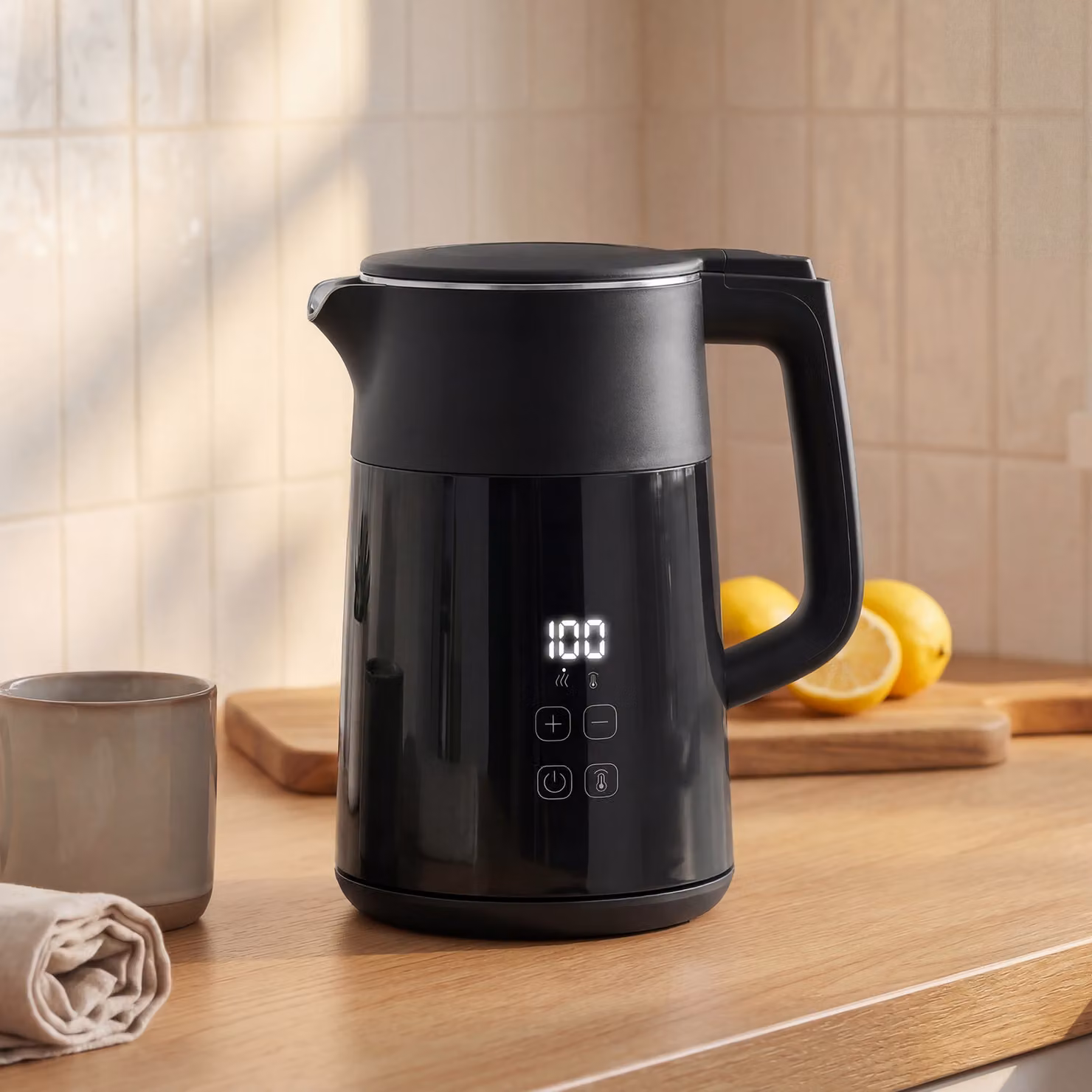 HOMCOM Electric Kettle, 1.7 l Fast Boil 3 kW Water Kettle with UK Strix Thermostat, LED Display and Keep Warm Function, Black – 2
