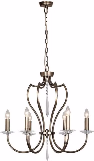 Elstead Pimlico 6 Light Chandelier in Dark Bronze Finish with E14 Bulbs