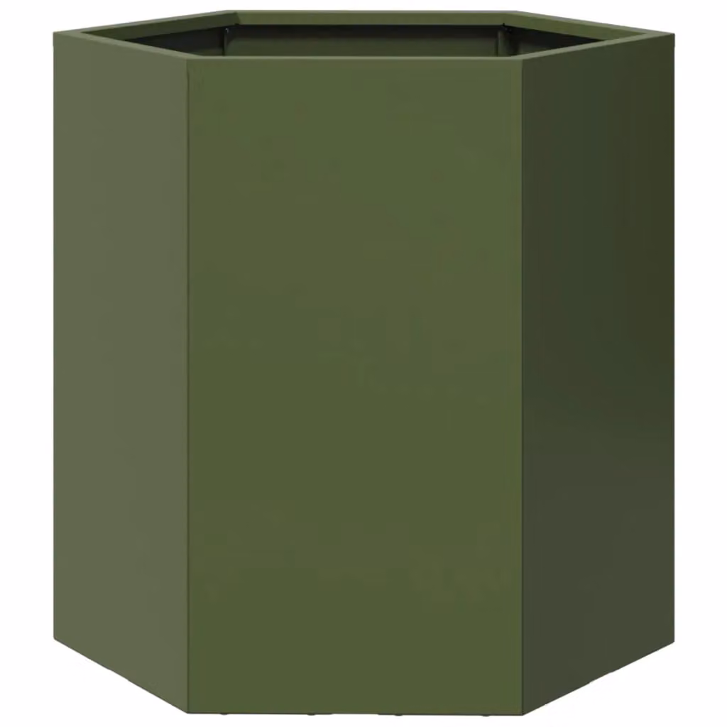 Berkfield Home Garden Hexagon Steel Planter Set, 2 Pieces, Green, W: 46 cm, D: 40 cm, H: 45 cm – 5