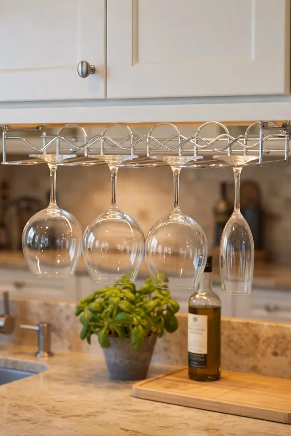 Vinology Wall Mounted Silver Metal Wine and Glass Storage Rack for 5 Bottles and 12 Glasses – 4