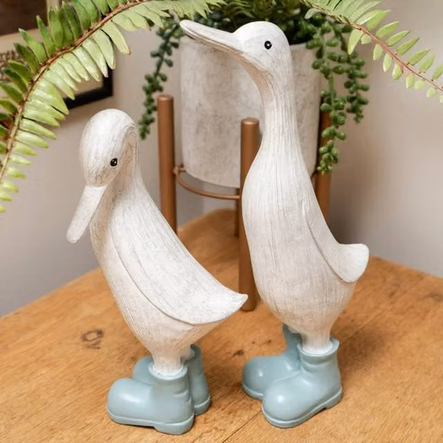 Madison & Mayfair Large White Resin Duck with Light Blue Wellies Tabletop Ornament