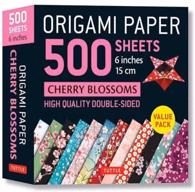 Tuttle Publishing Origami Paper with Cherry Blossom Design, 500 Sheets, Multicolour, W: 15 cm
