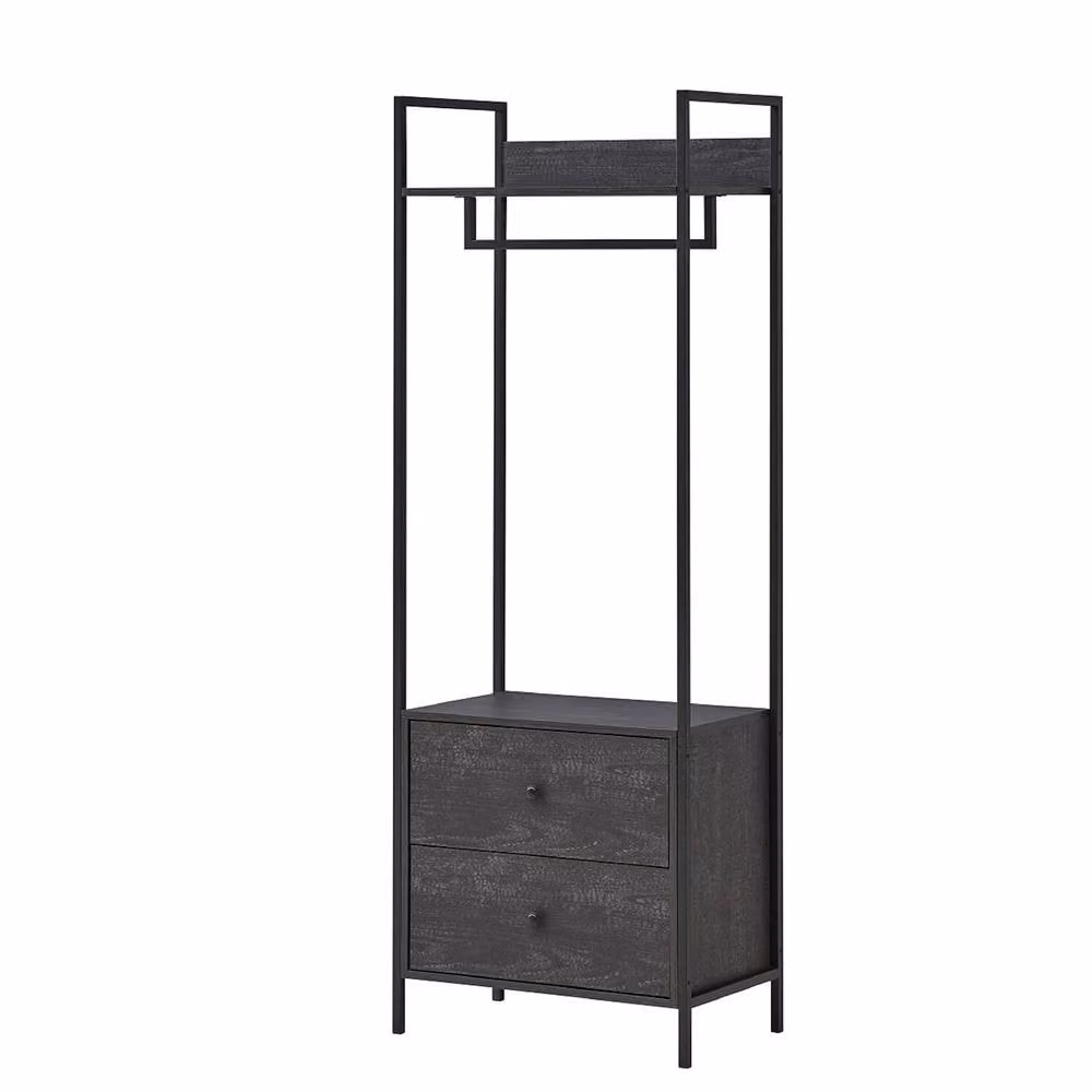 Timber Art Design Zahra Open Wardrobe with Two Drawers in Black – 2