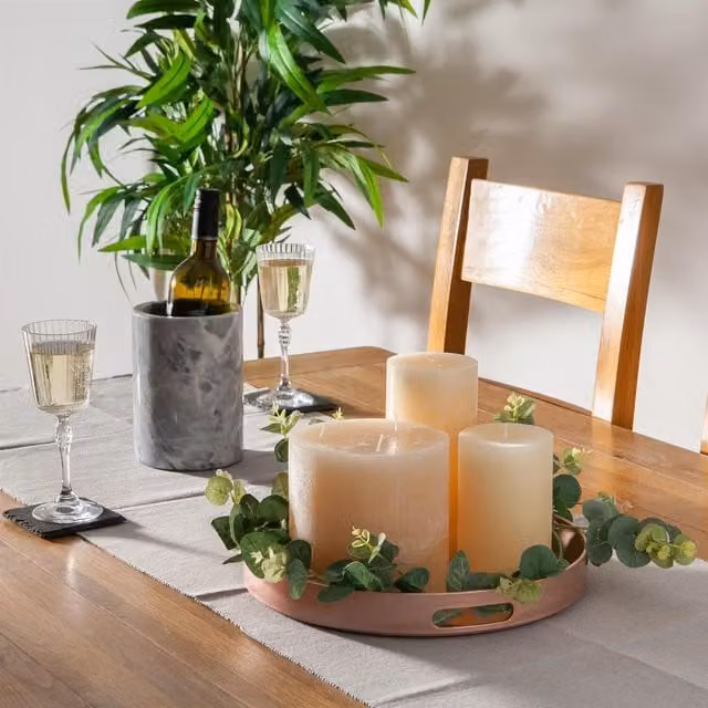 Argon Tableware Round Melamine Serving Tray in Gold and Pink, Diameter: 33 cm