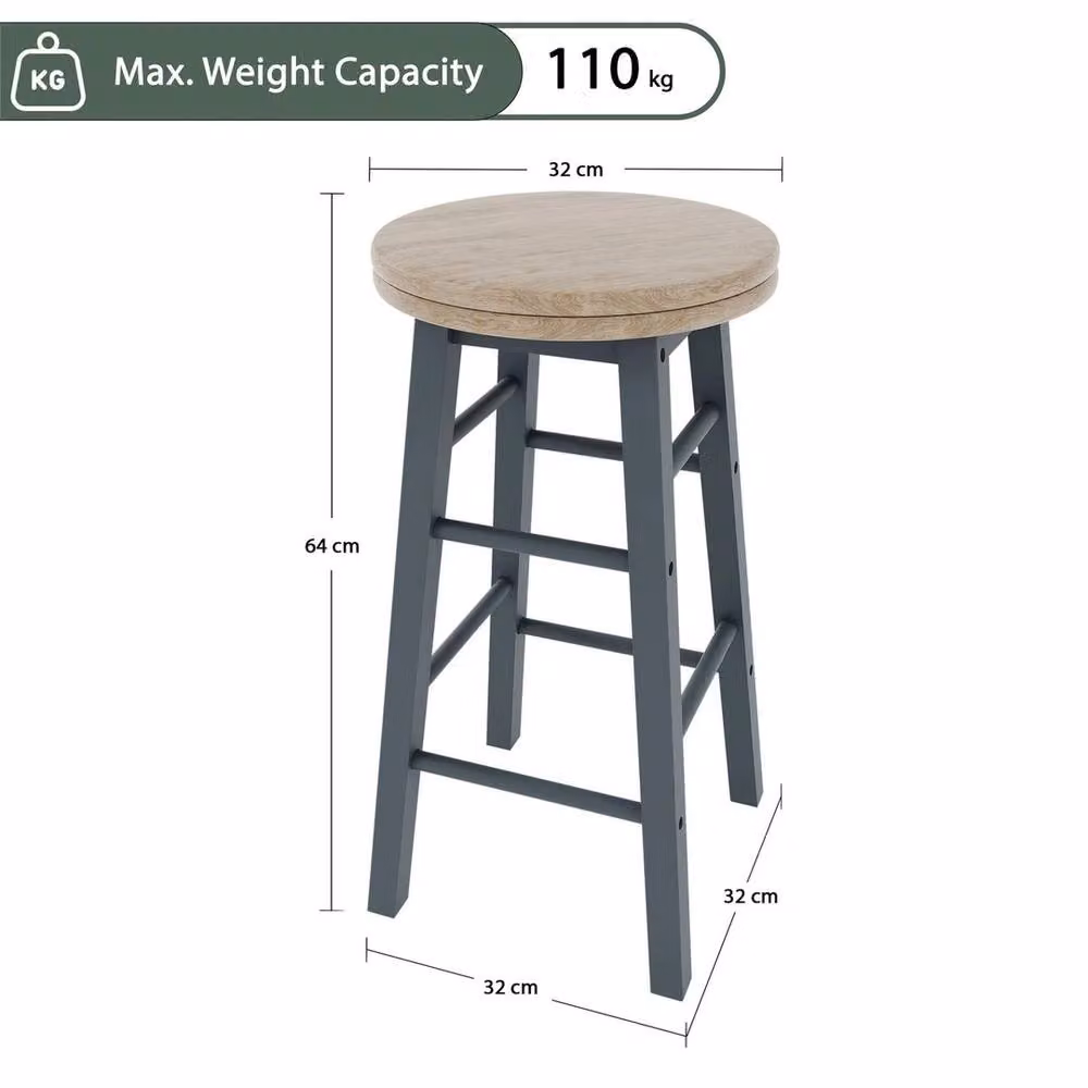 FORGEVIO Solid Pine Bar Stool in Grey with Scandinavian Design – 2