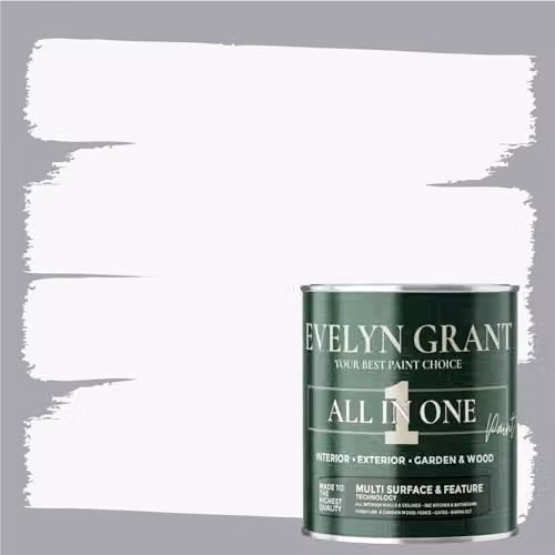 Evelyn Grant All-In-One Multi-Surface Paint and Primer, Matt, Brilliant White, 1L