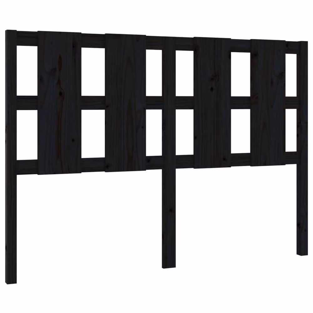 Berkfield Home Beautiful Modern Solid Pine Wood Bed Headboard in Black, W: 125.5 cm, D: 4 cm, H: 100 cm – 2