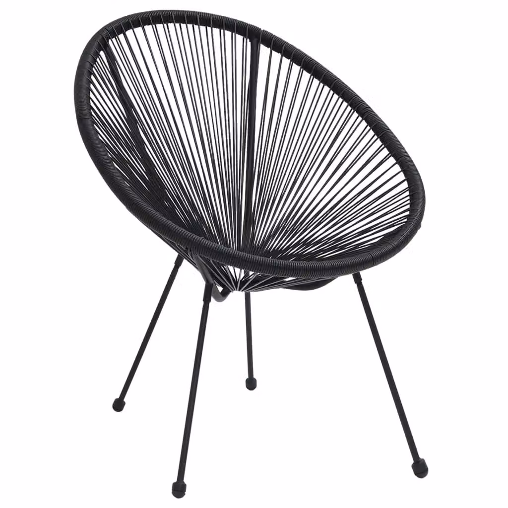 Berkfield Home Garden Rattan Moon Chairs, 2 Piece Set, Black Matt – 2