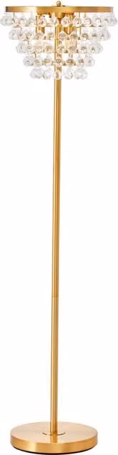 Fifty Five South Clear Crystal Floor Lamp with Gold Metal Base