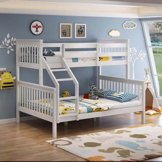 SlumberWorx Noah White Solid Pine Wooden Triple Sleeper Bunk Bed