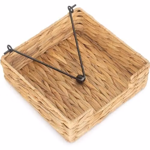 Red Hamper WH025 Water Hyacinth and Metal Napkin Holder in Red, Brown and Beige