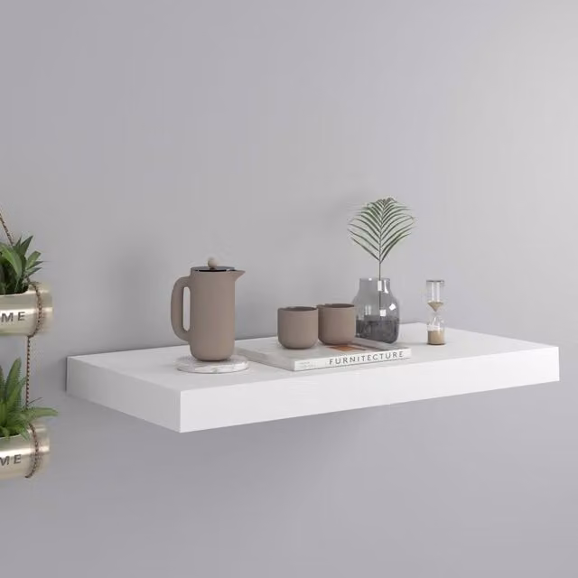 Berkfield Home White Floating Wall Shelf, W: 50 cm, D: 23 cm, H: 3.8 cm – 1