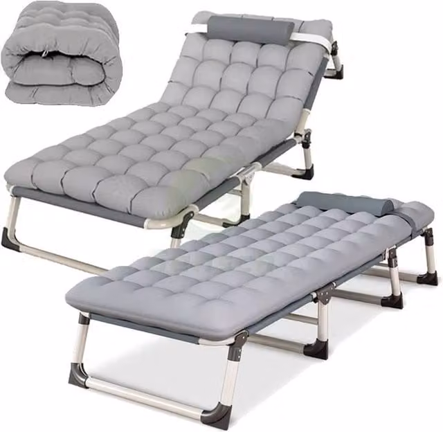 PAWNORA Grey Folding Reclining Sun Lounger for Garden – 1