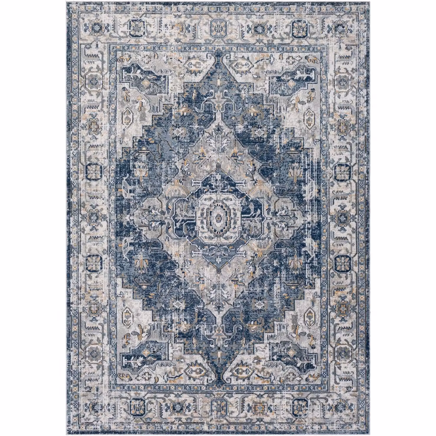 Livabliss Jolie Vintage Boho Rectangular Rug in Grey, Blue and Black, W: 200 cm, D: 275 cm – 2