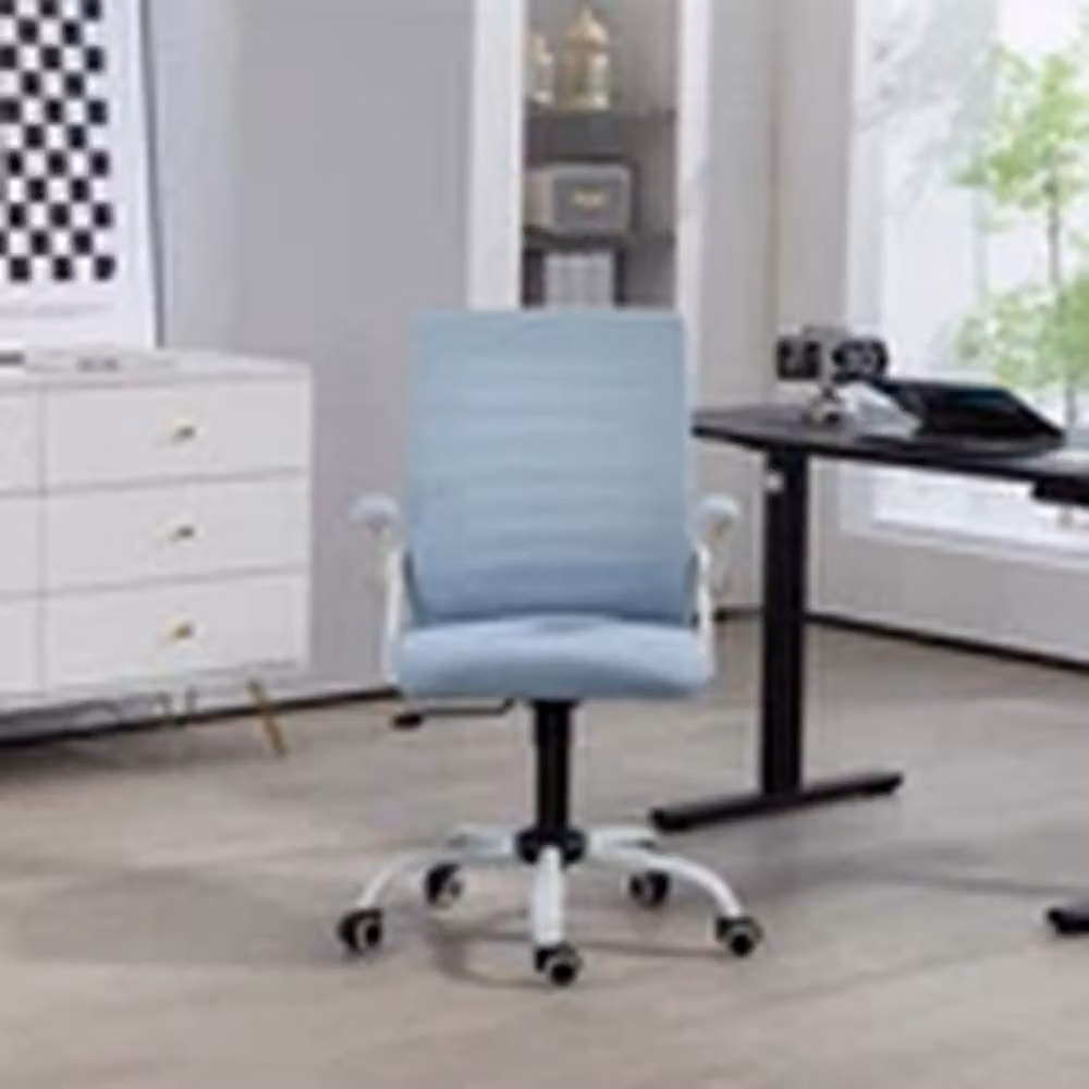 EONLION Mid-Back Office Swivel Chair with Flip-Up Armrests in Light Blue – 2